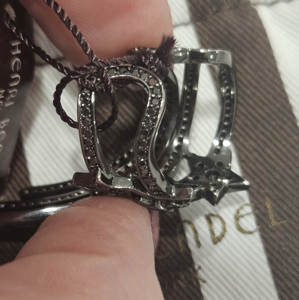 NWT Henri Bendel Starlight Ring - Crystal Hematite | Adjustable Size - Picture 12 of 13